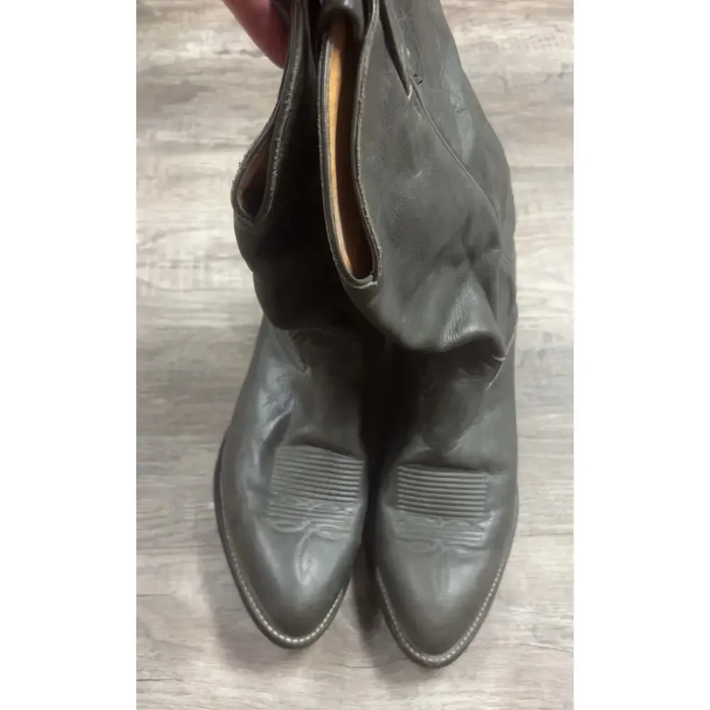 Vintage Tony Lama Charcoal Olive Leather Cowboy Boots – Men's Size 12 EE (Wide)